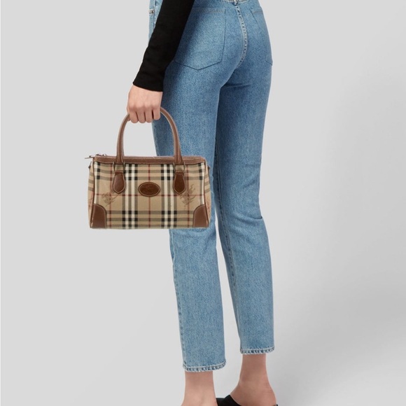 Burberry Beige and Brown Check Satchel - Picture 8 of 8